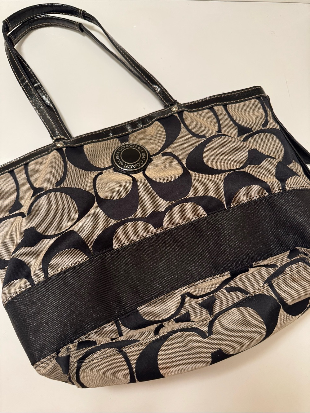 Coach Signature Canvas Tote in Khaki and Black